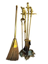 Vintage Antique Brass Fireplace Tools