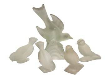 Lot Of Crystal Frosted Satin Birds