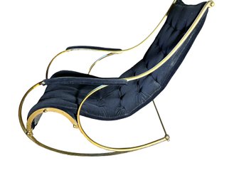 Mid Century Brass Rocking Chair Possibly By Peter Cooper For R.W. Winfield And Co.