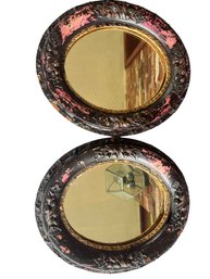 Pair Of Victorian Carved Framed Mirrors Oval