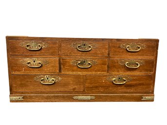 Asian Wood And Brass Jewelry Cabinet