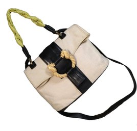 Bvlgari Multicolor Canvas And Leather Leoni Top Handle Bag Gold-tone Hardware