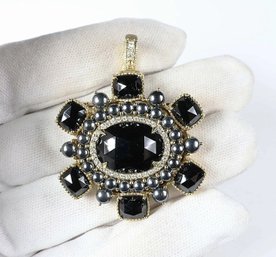 18k Yellow Gold, Judith Ripka Diamond And Spinel Pendant Brooch Pin Jewelry