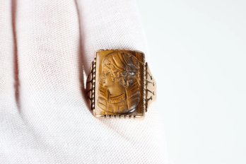 14k Gold Victorian Era Tigers Eye Ring, 8.8 Grams, Jewelry Gemstone