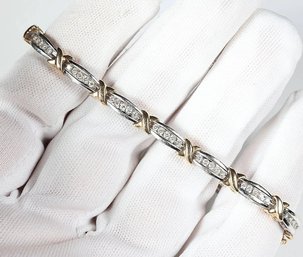 10k White & Yellow Gold, Diamond Bracelet 1.40ctw, 12.85 Grams Gemstone Jewelry