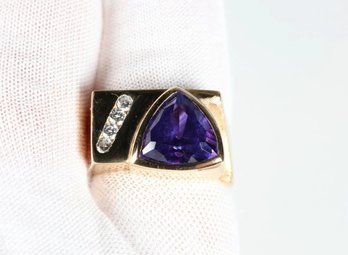 14k Gold Tanzanite & Diamond Ring, 4.1ctw, 17.5 Grams Jewelry Diamonds Gemstone