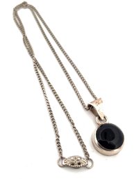 MEXICO STERLING SILVER 925 ONYX PENDANT NECKLACE CHAIN FINE JEWELRY GEMSTONE JANUARY 28TH