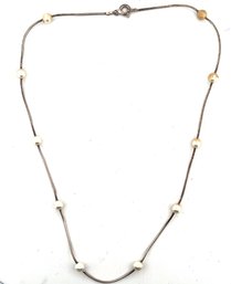 STERLING SILVER 925  PEARL NECKLACE PENDANT SNAKE CHAIN FINE JEWELRY JANUARY 28TH