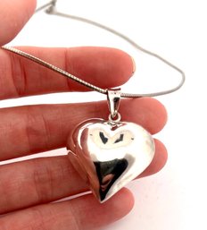 STERLING SILVER 925 HEART PENDANT NECKLACE SNAKE CHAIN FINE JEWELRY JANUARY 14TH
