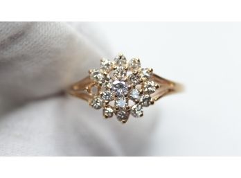 14k GOLD DIAMOND RING .60CTW,  2 GRAMS, NATURAL GEMSTONE FINE PRECIOUS JEWELRY DIAMONDS