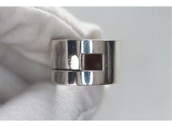 GUCCI UNISEX RING 925 STERLING SILVER G LOGO MADE IN ITALY SIGNATURE AUTHENTIC BRAND
