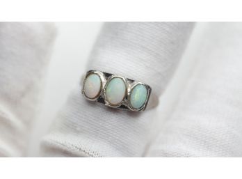 AUSTRALIAN CRYSTAL OPAL RING (99.99 PURE) SILVER GEMSTONE JEWELRY