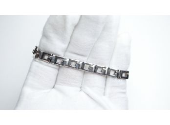 Vintage Tom Ford Era GUCCI Bracelet .925 Sterling Silver Unisex G Cut Out Logo Authentic