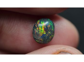 AUSTRALIAN BLACK OPAL .82CT 7MM X 6MM X 3MM LOOSE GEMSTONE NATURAL JEWELRY MAKING