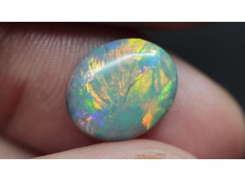 BLACK OPAL 1.95CT 11MM X 9MM X 3MM LOOSE GEMSTONE NATURAL AUSTRALIAN  JEWELRY MAKING