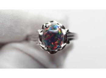 BLACK GILSON OPAL RING (99.99 PURE) SILVER GEMSTONE JEWELRY