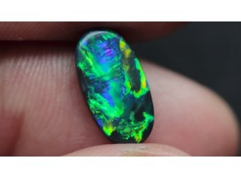 AUSTRALIAN BLACK OPAL 1.69CT 12MM X 6MM X 3MM LOOSE GEMSTONE NATURAL JEWELRY MAKING