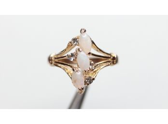WHIITE OPAL RING 18K GOLD PLATED GEMSTONE JEWELRY