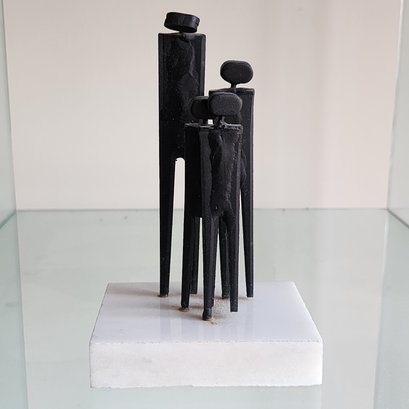 Family Cast Metal Sculpture On A Mable Base