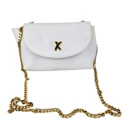 Vintage Paloma Picasso Gold-Tone Leather White Cross Bag