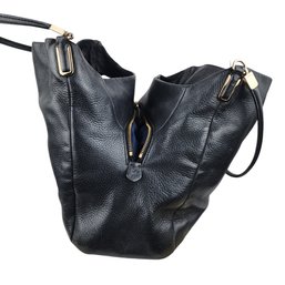 Coach Madison Phoebe Black Leather Three Compartment Double Handle Tote Shoulder Bag