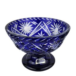 Vintage Bleikristall Handgeschliffen Hand Cut Cobalt Blue Leaded Crystal Bowl Germany