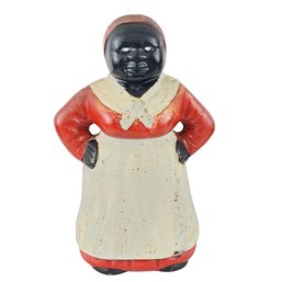 Vintage Aunt Jemina Cast Iron Hands On Hips Black Americana Coin Still Bank 1 Of 3