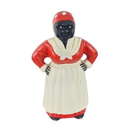 Vintage Large Aunt Jemina Cast Iron Hands On Hips Black Americana Coin Still Bank 2 Of 3