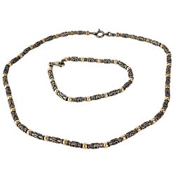 Set Of Sterling Silver Custom Chain Link & Bracelet