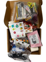 Box Misc Craft Supplies Including Glue Gun