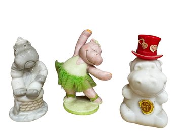 4 Medium Hippo Figurines