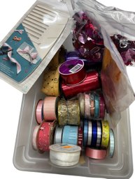 Tub Of Misc Ribbons And Bow Loom