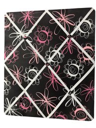 Fabric Bulletin Board (black With Pink/White Flowers)