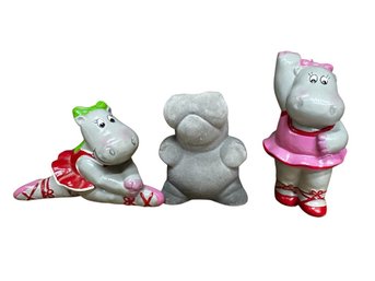3 Girl Hippo Figurines