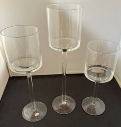 3 Glass  Candle Holders