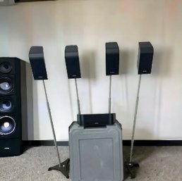 Infinity Surround Sound Speakers On Stands 5 Total With 4 Surrounds & 1 Center