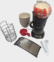 Mini Coffee Maker, Paper Towel Holder & Misc Items