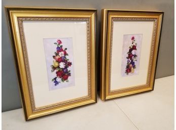 Pair Of Framed Dermand Botanical Prints: Dogwood Trio, Blackberry Trio, 14.25' X 18.75' X 1.75' OA Each