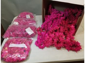 Banker's Box Of Jewelry Beads: Fuscia Red Coconut Coco Shell Natural Wood Chips, Strings, Bagged