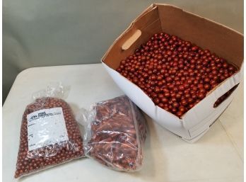 Banker's Box Of Plastic Jewelry Beads: Mottled Bronze, Spheres & Elongated, Loose