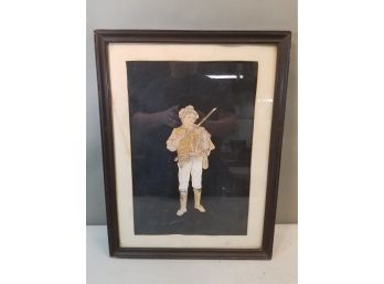 Antique Primitive Framed Paper Doll Made From Birch Bark, 'the Wandering', 16.5' X 21.5'
