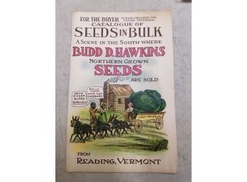 Antique Budd D. Hawkins Seeds Catalog Cover, Reading Vermont, Black Americana, 5.75' X 8.75'