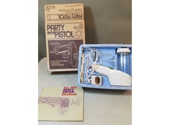 Vintage Montgomery Ward Party Pistol Electric Cookie Press, Canape' & Candy Maker, Super Shooter In Box