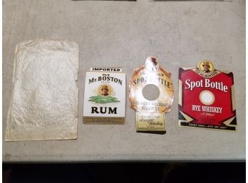 Lot Of 3 Vintage Old Mr. Boston Distillery Rum & Whiskey Labels