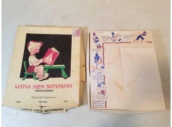 Vintage 1945 Little Men Notepaper Educational Stationery, Ships Airplanes Toys, 7' X 8.5'