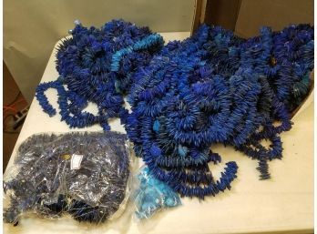 Banker's Box Of Jewelry Beads: Blue & Turquoise Coconut Coco Shell Natural Wood Chips, Strings, Bagged