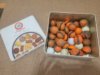 Tin Box Full Of Approx 34 Golf Balls