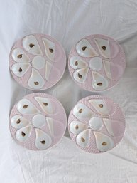 Lot Of  4 Hand Painted Oyster Plates