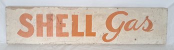 Vintage Hand Painted Shell Gas Sign On Wood