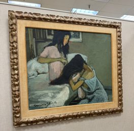 Artist Signed Painting Two Women   FRANCISCO SILLUE (SPAIN, B.1936)